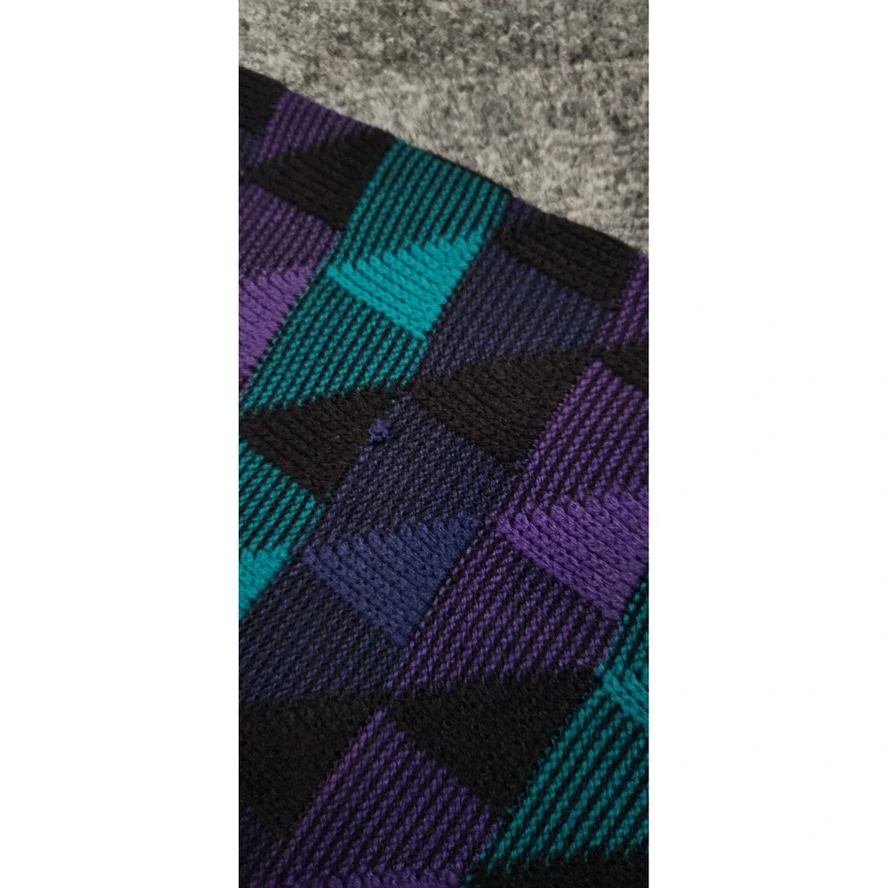 Vintage Willow Bay Geometric Knit Sweater 80s 90s Purple Teal Tag XL Fits M/L